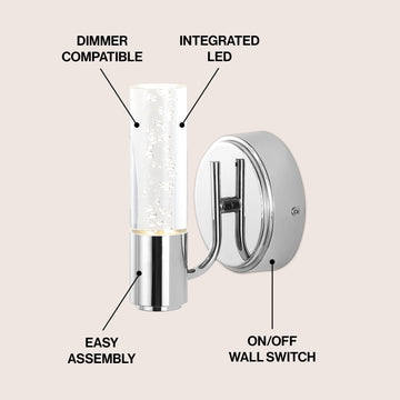 Bolha Minimalist Modern Bubble Acrylic/Iron Integrated LED Vanity Light
